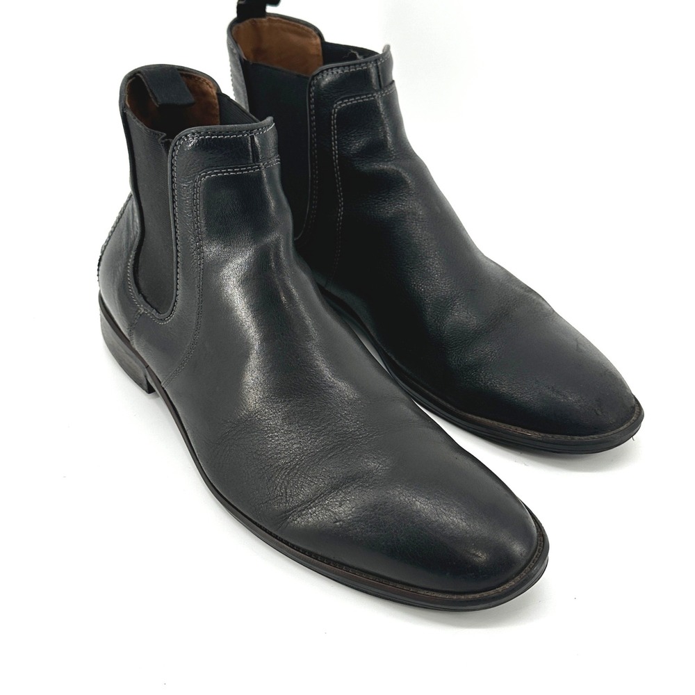 Johnston & Murphy Chelsea Boots Mens 10M Black Solid Plain Toe Slip On 15-1481